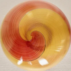 Lampada a Sospensione Gaia in Vetro di Murano Sfera Ambra e Rossa #2