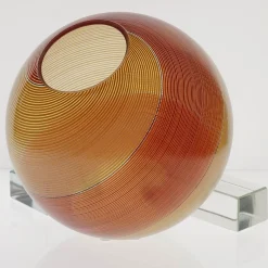 Lampada a Sospensione Gaia in Vetro di Murano Sfera Ambra e Rossa #2
