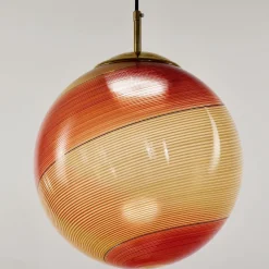 Lampada a Sospensione Gaia in Vetro di Murano Sfera Ambra e Rossa #2