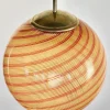 Lampada a Sospensione Gaia in Vetro di Murano Sfera Ambra e Rossa #1
