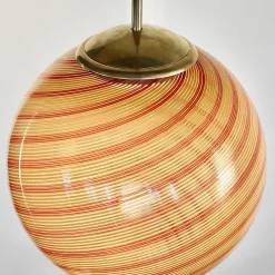 Lampada a Sospensione Gaia in Vetro di Murano Sfera Ambra e Rossa #1