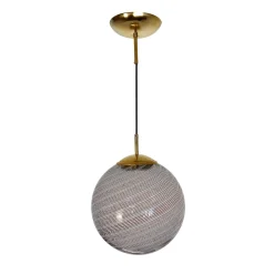 Lampada a Sospensione Gaia in Vetro di Murano Sfera Bianca e Nera #2