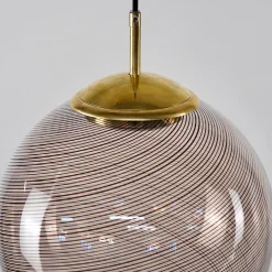 Lampada a Sospensione Gaia in Vetro di Murano Sfera Bianca e Nera #2