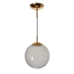 Lampada a Sospensione Gaia in Vetro di Murano Sfera Bianca
