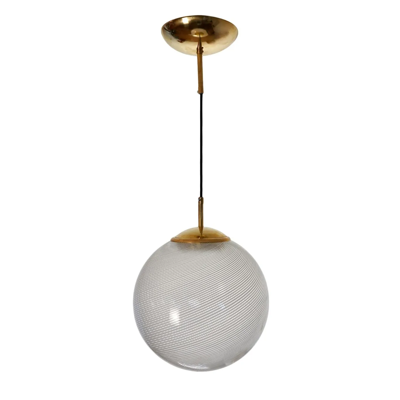 Lampada a Sospensione Gaia in Vetro di Murano Sfera Bianca