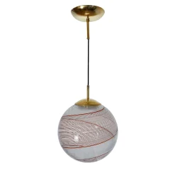 Lampada a Sospensione Gaia in Vetro di Murano Sfera Bianca e Nera #1