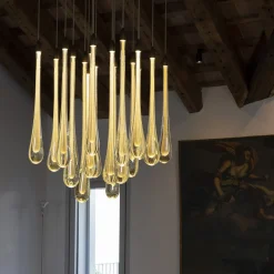 Lampada a Sospensione Goccia in Vetro Dorato