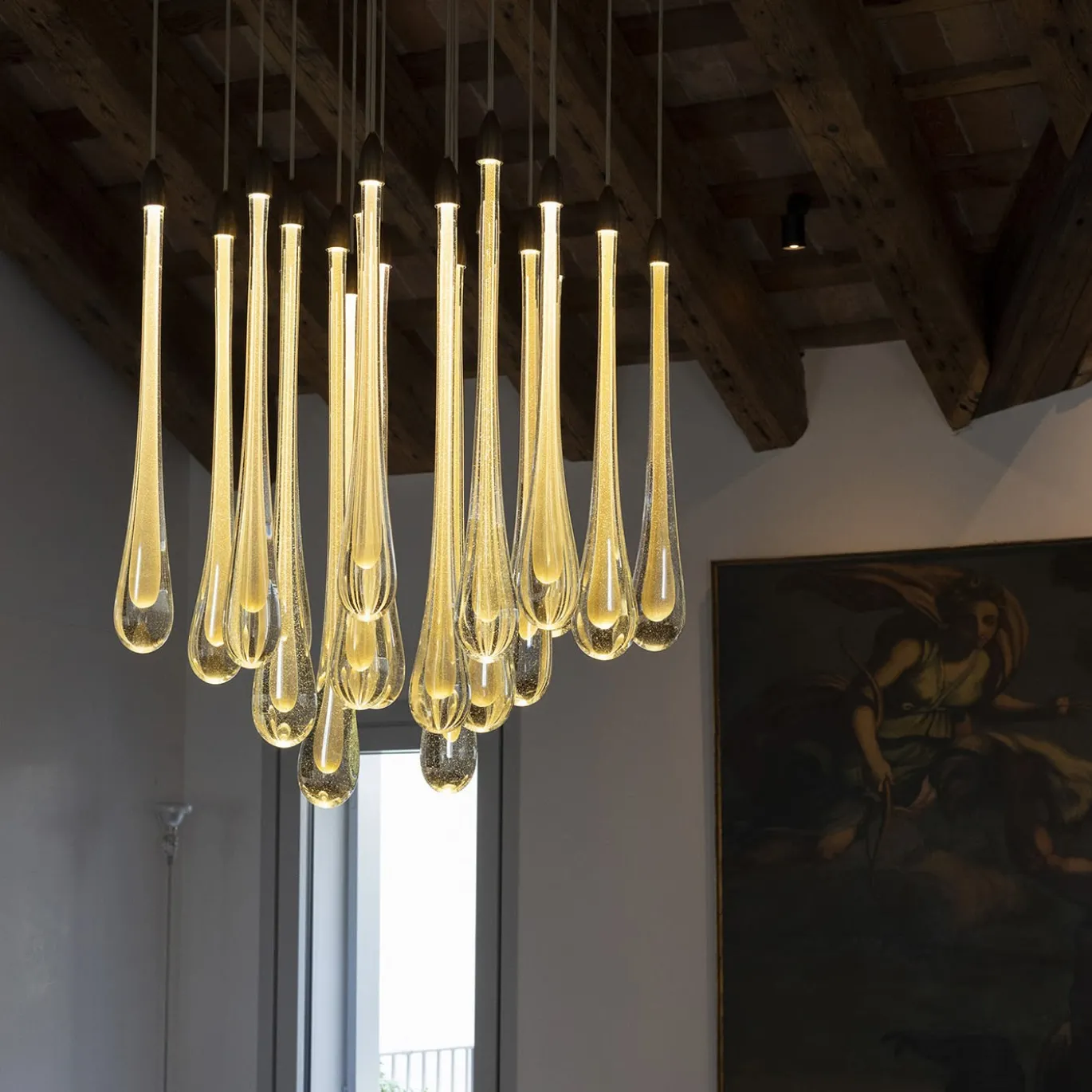 Lampada a Sospensione Goccia in Vetro Dorato