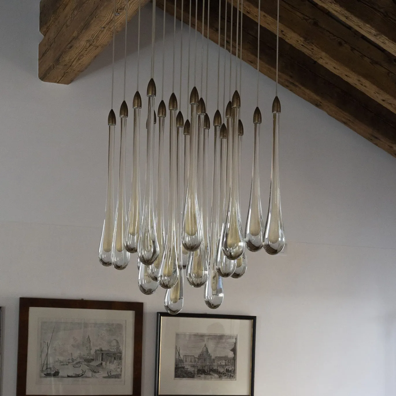 Lampada a Sospensione Goccia in Vetro Dorato