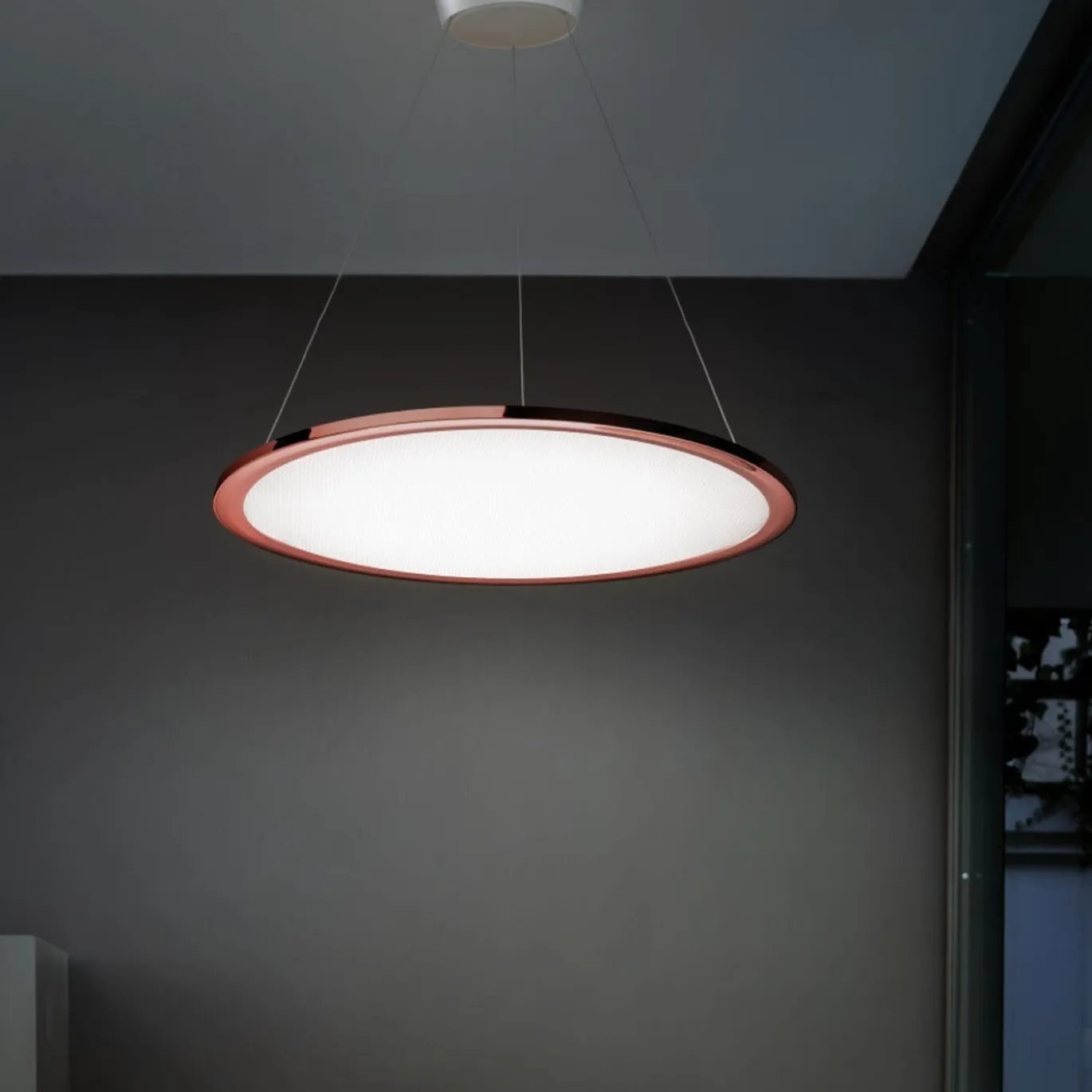 Lampada a sospensione Hinomaru P Slim in oro rosa