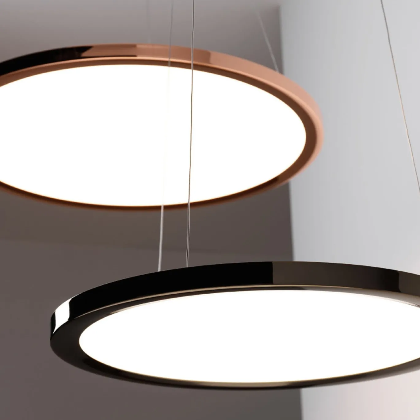 Lampada a sospensione Hinomaru P Slim in oro rosa