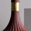 Lampada a sospensione in ceramica bordeaux smerlata