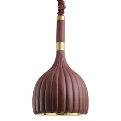 Lampada a sospensione in ceramica bordeaux smerlata