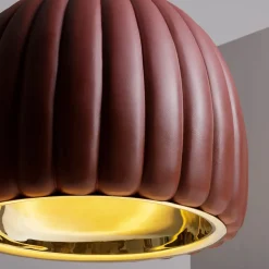 Lampada a sospensione in ceramica bordeaux smerlata