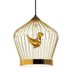 Lampada a sospensione in metallo dorato Twee T. di Jake Phipps