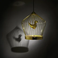 Lampada a sospensione in metallo dorato Twee T. di Jake Phipps