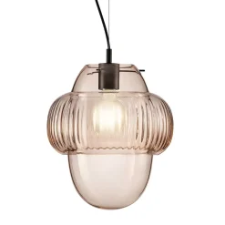 Lampada a sospensione in vetro rosa Oround