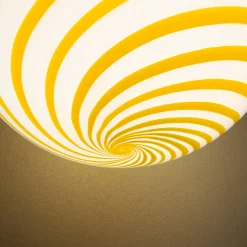 Lampada a sospensione in vetro di Murano con Canne giallo caramello e bianco a spirale
