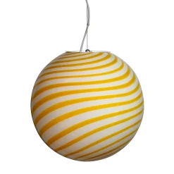 Lampada a sospensione in vetro di Murano con Canne giallo caramello e bianco a spirale