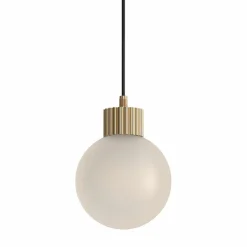 Lampada a sospensione in vetro satinato e ottone champagne Baleta di Isacco Brioschi