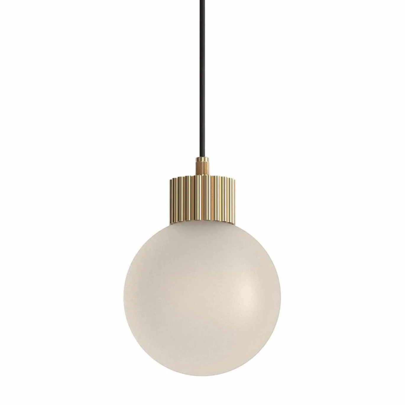Lampada a sospensione in vetro satinato e ottone champagne Baleta di Isacco Brioschi