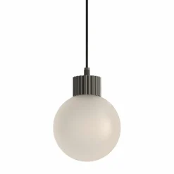 Lampada a sospensione in vetro satinato e ottone grigio Baleta di Isacco Brioschi
