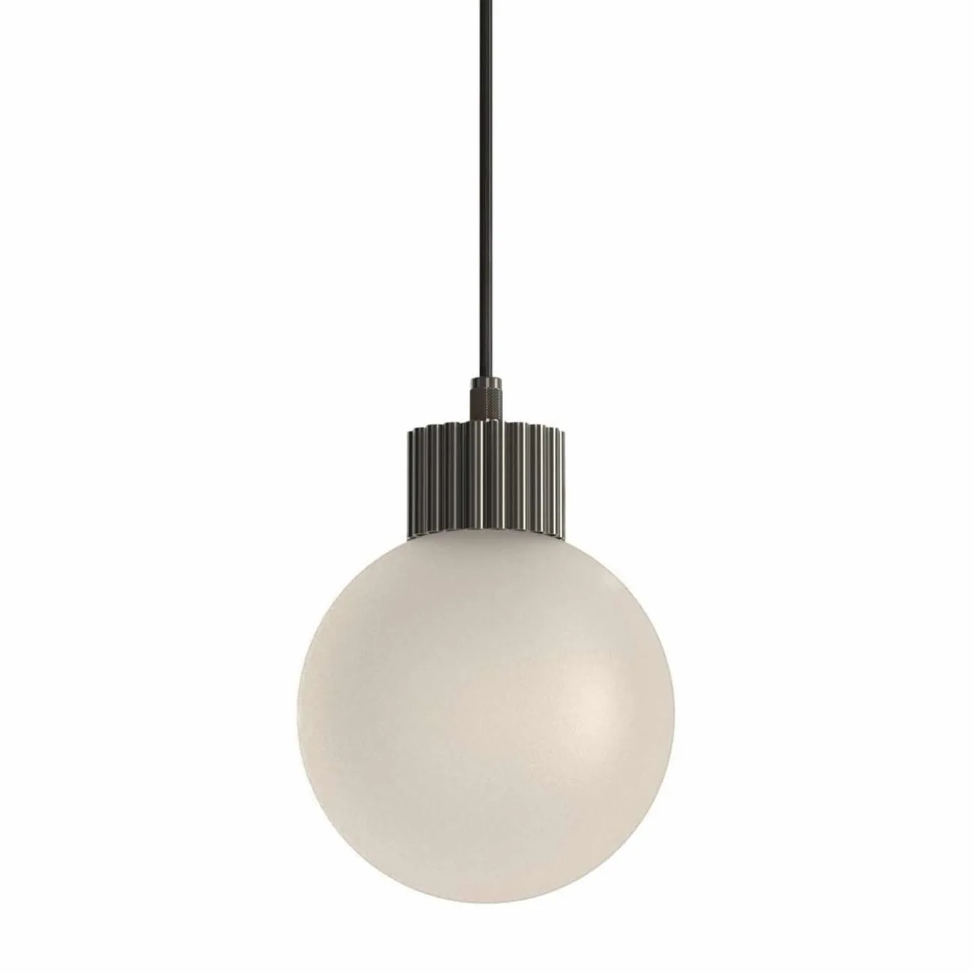 Lampada a sospensione in vetro satinato e ottone grigio Baleta di Isacco Brioschi
