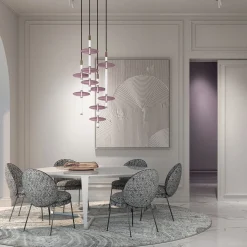 Lampada a Sospensione in Vetro Rosa Giunco