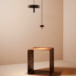 Lampada a Sospensione Isolatore 250 in Ferro e Ottone con Acidatura Scura