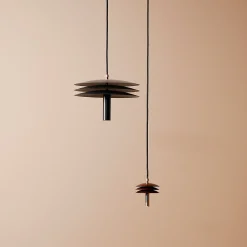 Lampada a Sospensione Isolatore 250 in Ferro e Ottone con Acidatura Scura