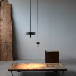 Lampada a sospensione Isolatore 100 marrone in ferro e ottone