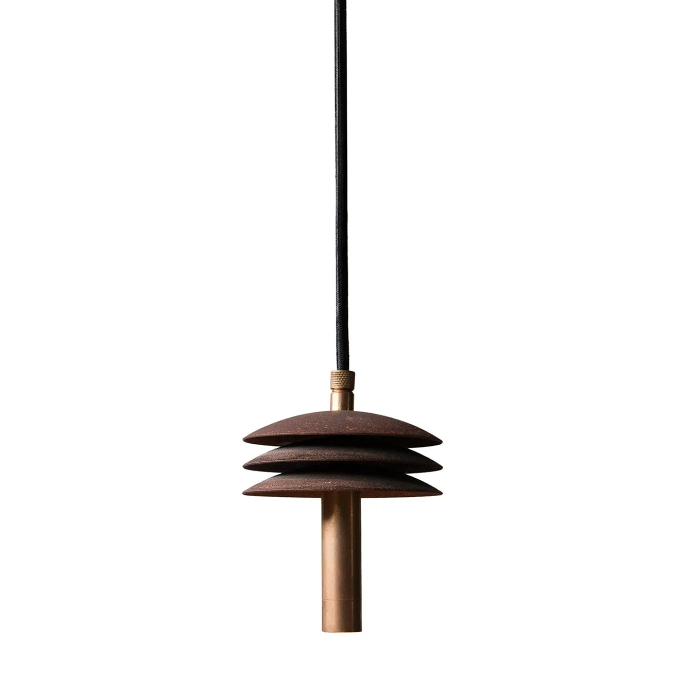 Lampada a sospensione Isolatore 100 marrone in ferro e ottone