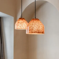 Lampada a sospensione LAAB grande con Foglie di Ginkgo e Dettagli Neri