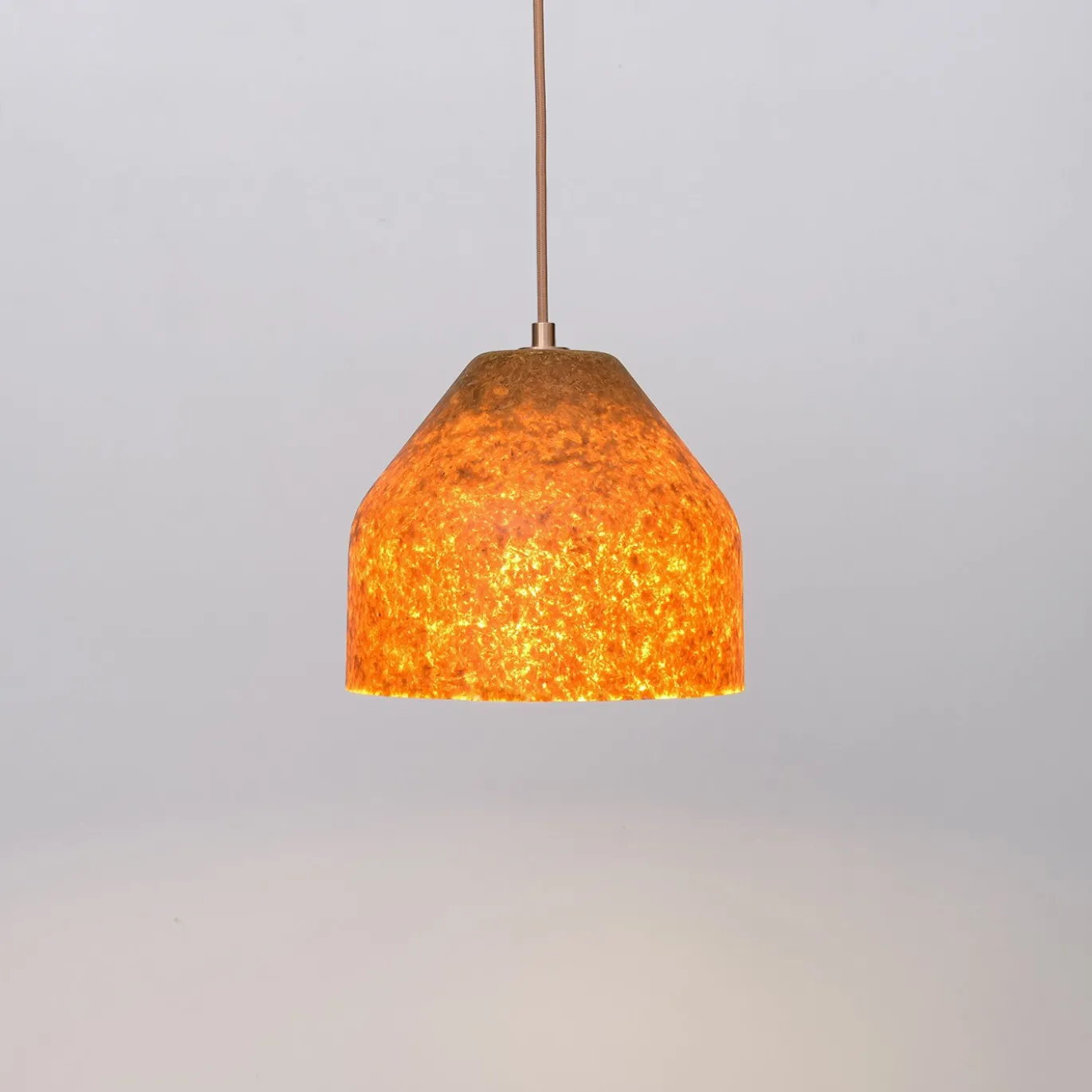 Lampada a Sospensione LAAB Medium con Foglie di Ginkgo e Dettagli in Bronzo