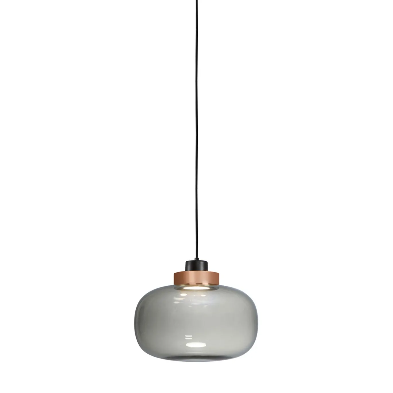 Lampada a sospensione Legier in vetro fumé con dettaglio in bronzo