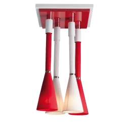 Lampada a sospensione Lily rossa e bianca