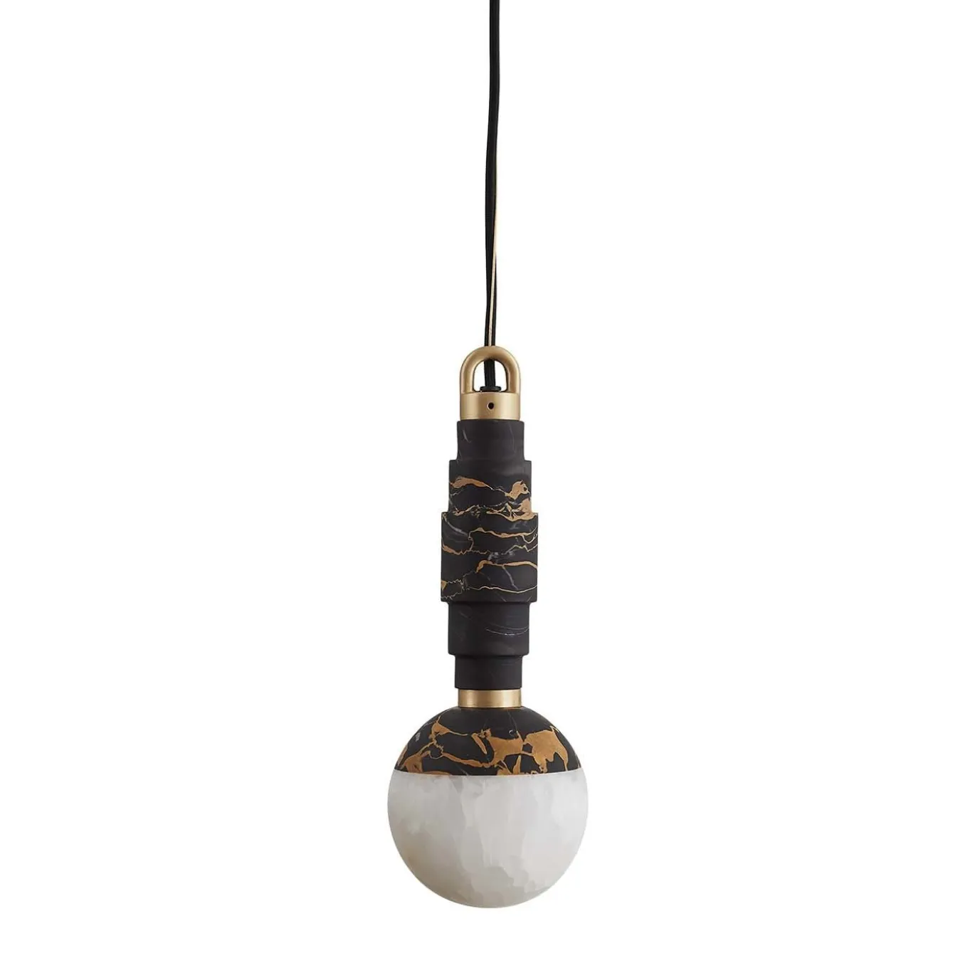Lampada a sospensione Lunar in marmo Portoro e onice