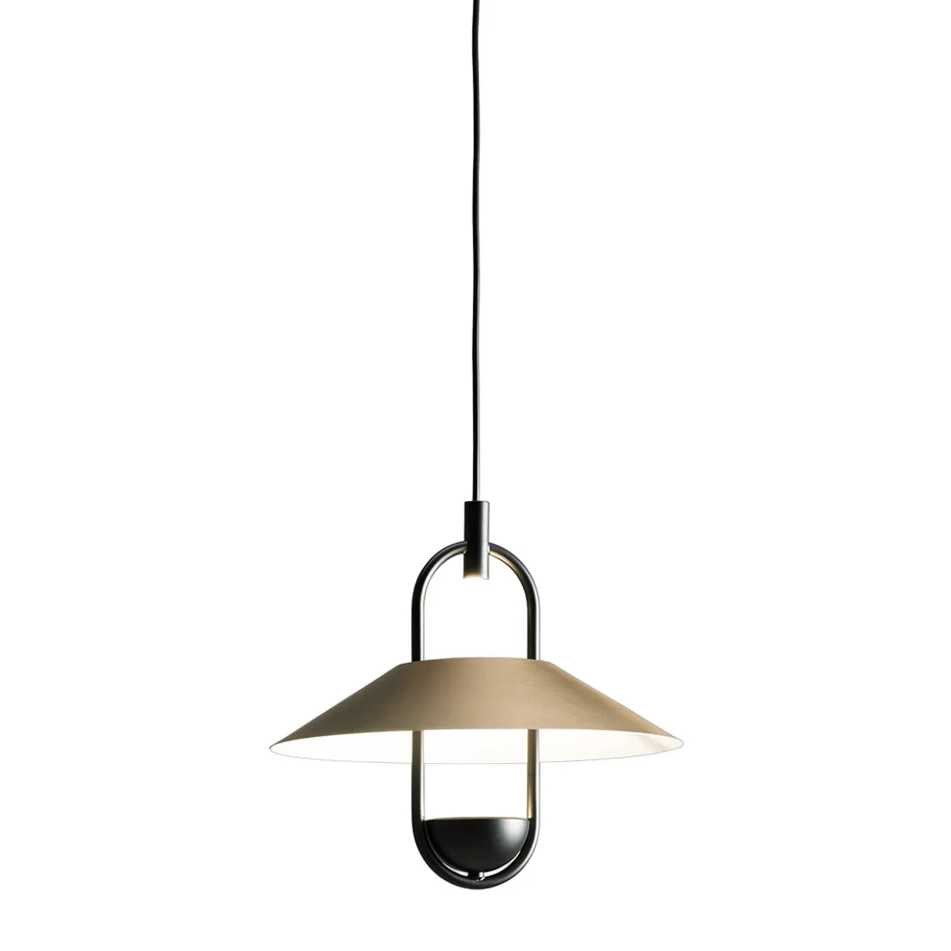 Lampada a sospensione Luppiter S 1 in metallo galvanizzato e nero opaco