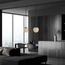 Lampada a sospensione Maxi Alabaster Moon in bronzo
