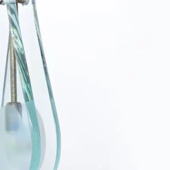 Lampada a Sospensione Memory in Vetro Molato Azzurro Chiaro e Ottone