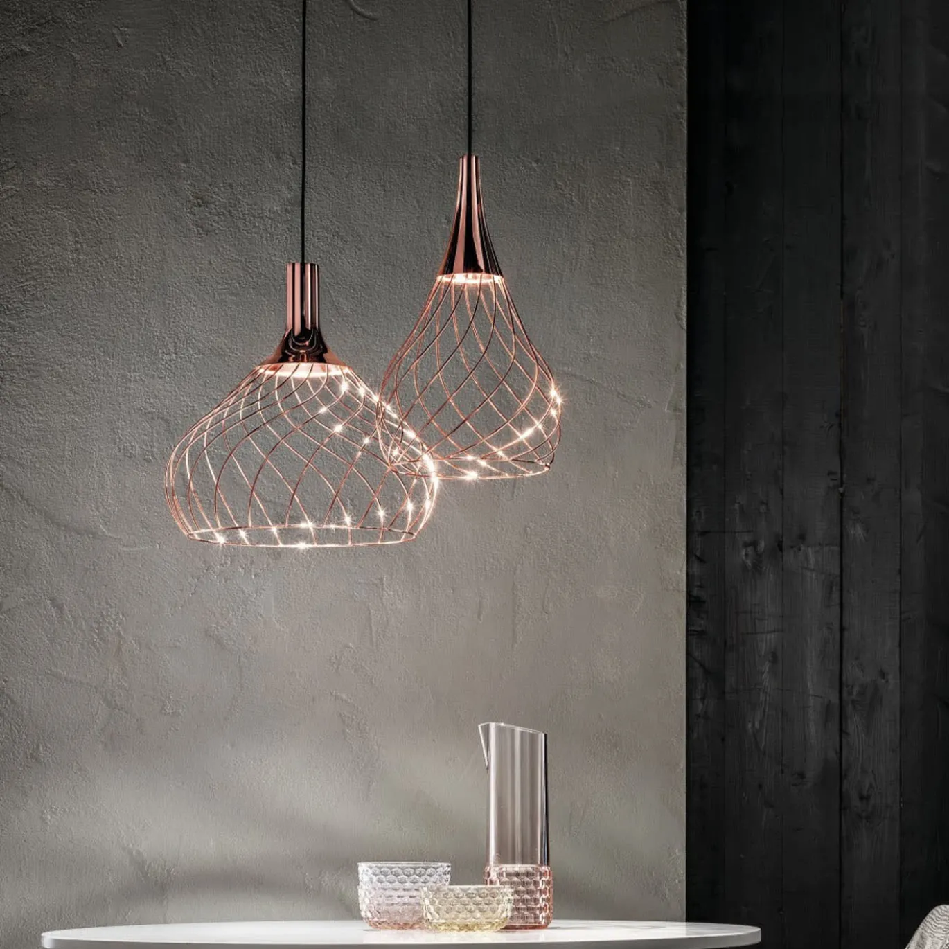 Lampada a sospensione Mongolfier P1 Oro Rosa