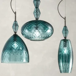 Lampada a sospensione Mood Joy S1 blu teal