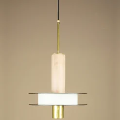 Lampada a sospensione Oriente in ottone e legno