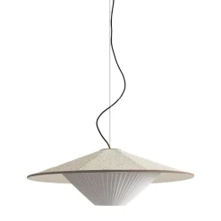 Lampada a Sospensione Otto 70 in Seta Bianco Ecru
