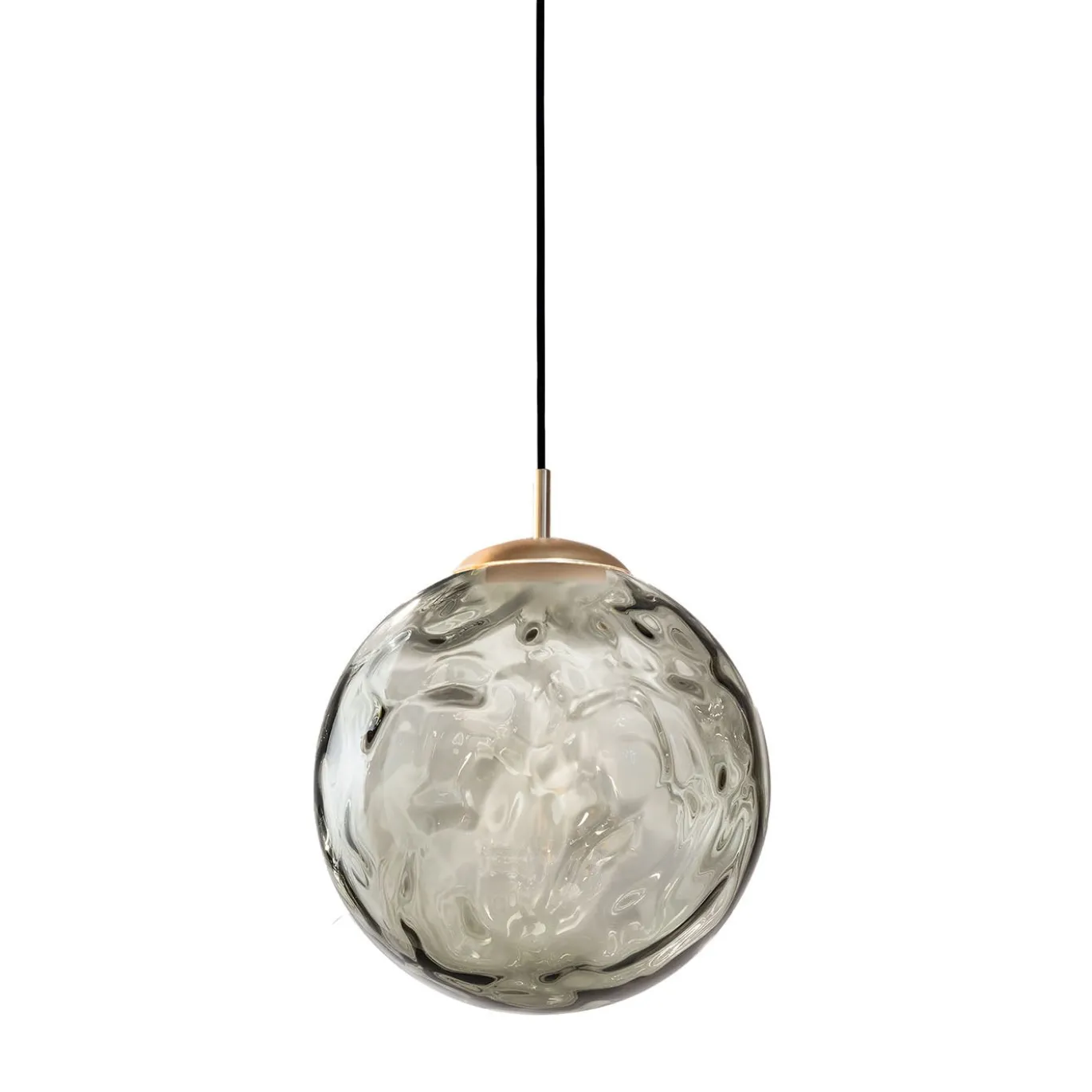 Lampada a sospensione Riflessi grande in vetro fumé e finitura oro opaco