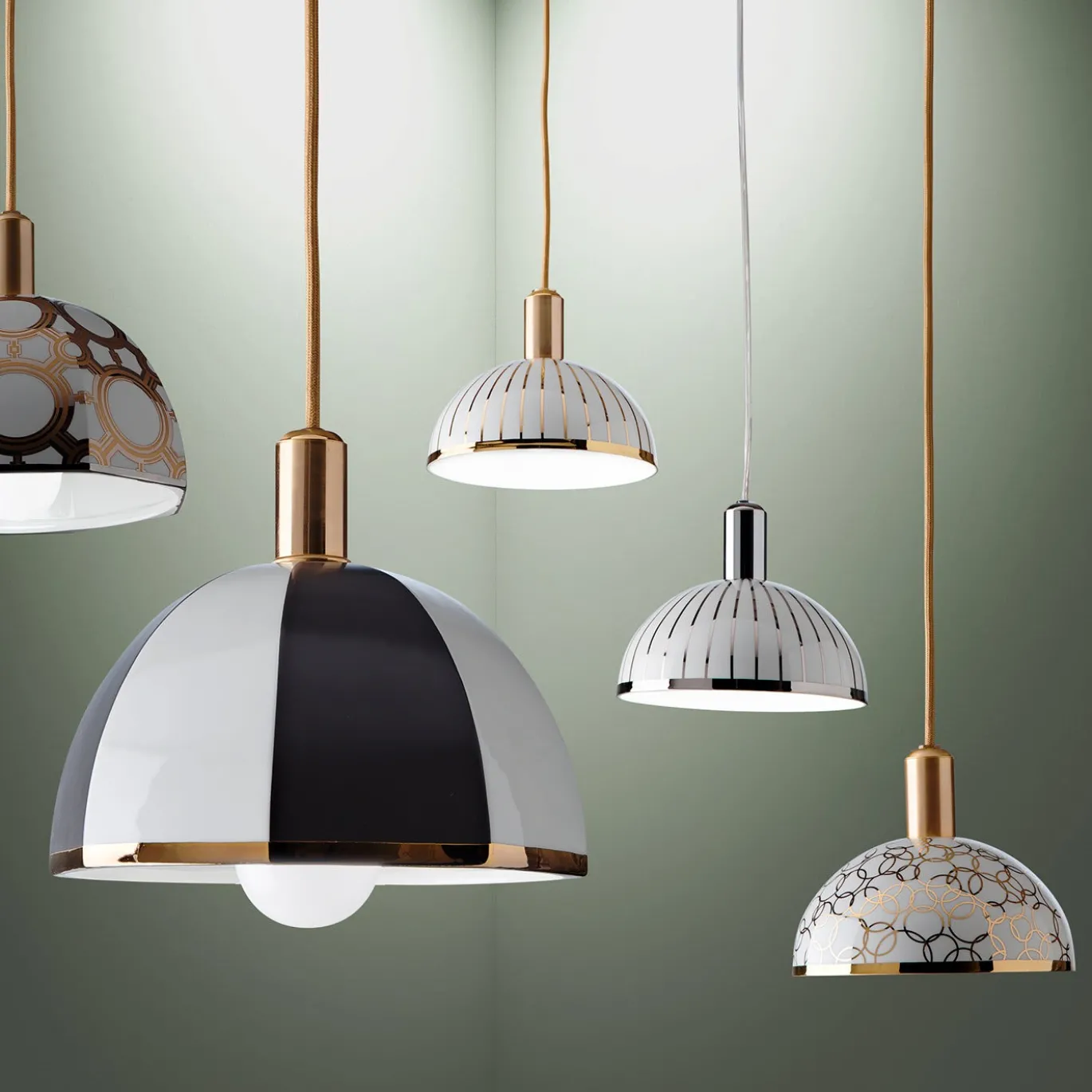 Lampada a sospensione Righe Gold