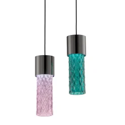 Lampada a sospensione Rosaline Gleam in vetro rosa
