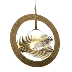 Lampada a sospensione rotonda d'oro a taglio geometrico