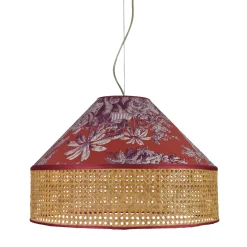 Lampada a sospensione Safari Red con paglia di Vienna