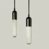 Lampada a sospensione Selene in bronzo e selenite